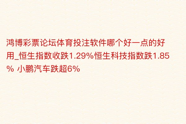 鸿博彩票论坛体育投注软件哪个好一点的好用_恒生指数收跌1.29%恒生科技指数跌1.85% 小鹏汽车跌超6%
